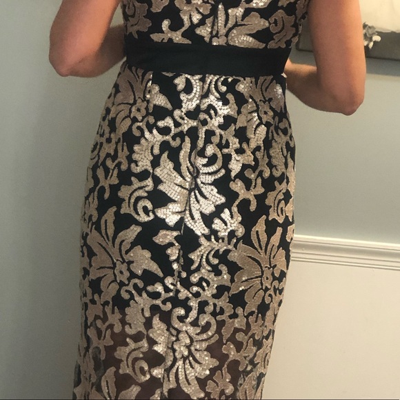 Venus size 2 black and gold sequined maxi dress - Picture 5 of 6